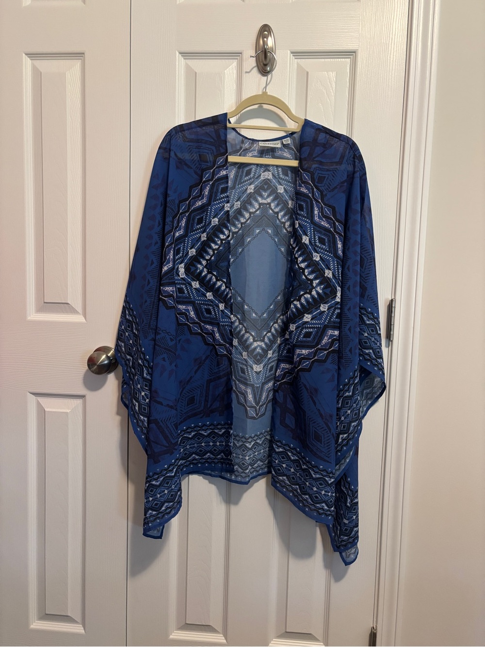Catherines Blue Geometric Print Kimono